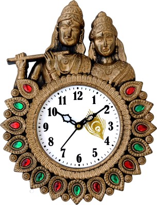 shivaira creations Analog 30 cm X 22 cm Wall Clock(Brown, With Glass, Standard)