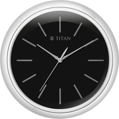 Titan Analog 34 cm X 34 cm Wall Clock(Silver, With Glass, Standard)