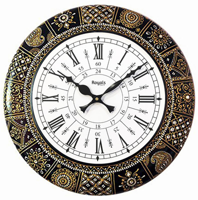 Royals Cart Analog 45 cm X 45 cm Wall Clock(Black, With Glass, Standard)