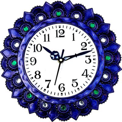 IRU Creation Analog 26 cm X 26 cm Wall Clock(Blue, With Glass, Standard)