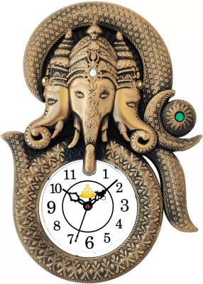 REMSOAL Analog 34 cm X 25 cm Wall Clock(White, Gold, With Glass, Standard)