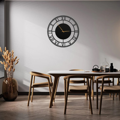 VENTUOS Analog 40 cm X 40 cm Wall Clock(Black, Without Glass, Standard)