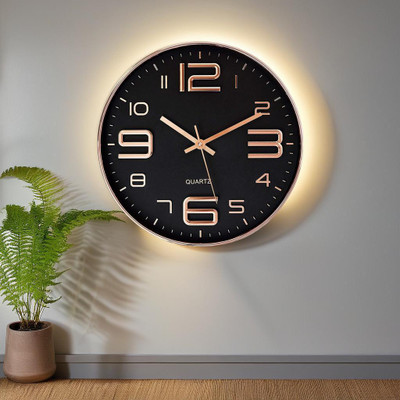 AshandRoh Analog-Digital 32 cm X 32 cm Wall Clock(Beige, With Glass, Standard)