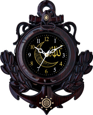 velora creation Analog 31 cm X 24 cm Wall Clock(Black, Brown, With Glass, Standard)