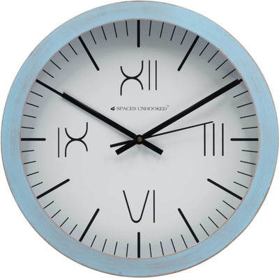 Spaces Unhooked Analog 31.5 cm X 31.5 cm Wall Clock(Blue, With Glass, Standard)