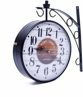 VintCraft Analog 20 cm X 20.8 cm Wall Clock(Peach, With Glass, Double-Sided)