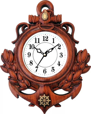 Analog Wall Clock(Brown, With Glass)