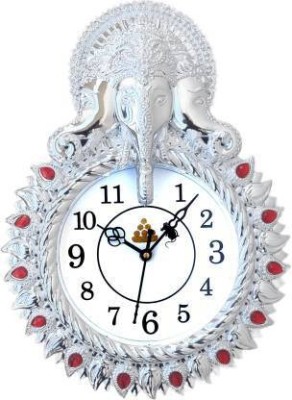 skmultistoreworld Analog 26 cm X 35 cm Wall Clock(Silver, With Glass, Standard)