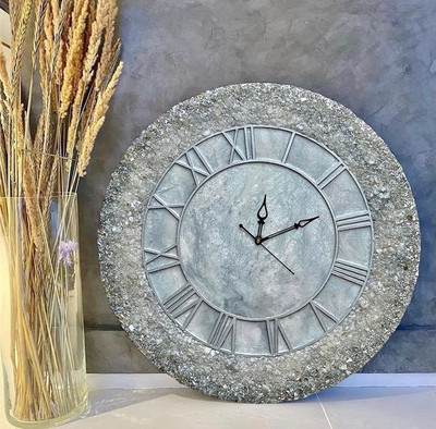 A3D Analog 30 cm X 16 cm Wall Clock(Grey, Without Glass, Standard)