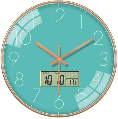 AshandRoh Analog-Digital 32 cm X 32 cm Wall Clock(Blue, With Glass, Standard)