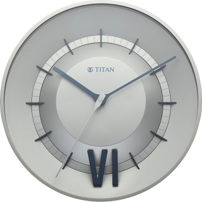Titan Analog 32 cm X 32 cm Wall Clock(Silver, With Glass, Standard)
