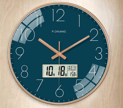 AshandRoh Analog-Digital 32 cm X 32 cm Wall Clock(Dark Blue, With Glass, Standard)