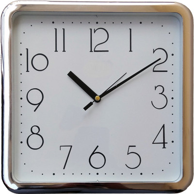 SS TRADER Analog 25 cm X 25 cm Wall Clock(Silver, With Glass, Standard)
