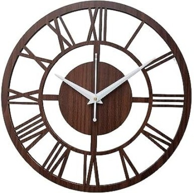 R S ENTERPRISES Analog 30.48 cm X 30.48 cm Wall Clock(Brown, Without Glass, Standard)