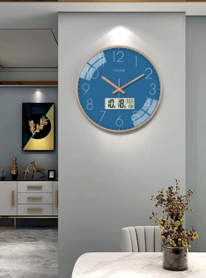 Star Work Analog-Digital 67 cm X 32.5 cm Wall Clock(Light Blue, With Glass, Standard)