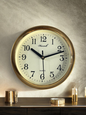 SS TRADER Analog 20 cm X 20 cm Wall Clock(Gold, White, With Glass, Standard)