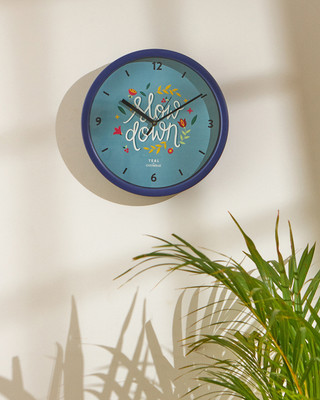 chumbak Analog 12 cm X 30 cm Wall Clock(Blue, Without Glass, Standard)
