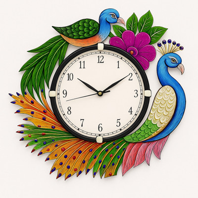 DivineCraftedArt Analog 33 cm X 33 cm Wall Clock(Multicolor, With Glass, Standard)