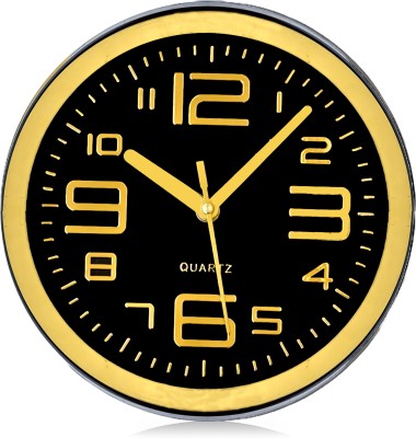 Gangaram creation Analog 21 cm X 21 cm Wall Clock(Black, Yellow, With Glass, Standard)