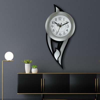 Micacchi Analog 42 cm X 17.5 cm Wall Clock(Silver, With Glass, Pendulum)