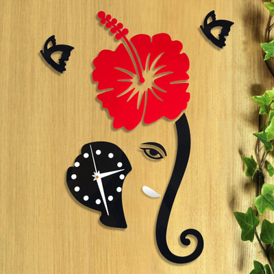 Eindia Analog 50 cm X 30 cm Wall Clock(Red, Black, Without Glass, DIY Clocks)
