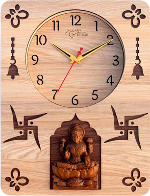 ART OCEAN Analog 32 cm X 24 cm Wall Clock(Beige, With Glass, Standard)