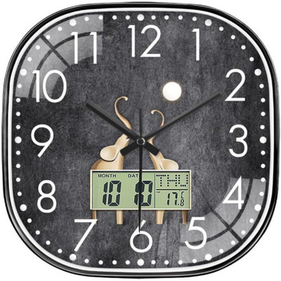 DEEP ENTERPRISE Analog-Digital 30 cm X 30 cm Wall Clock(Black, White, With Glass, Standard)