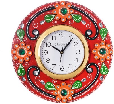 eCraftIndia Analog 30 cm X 31 cm Wall Clock(Red, With Glass, Standard)