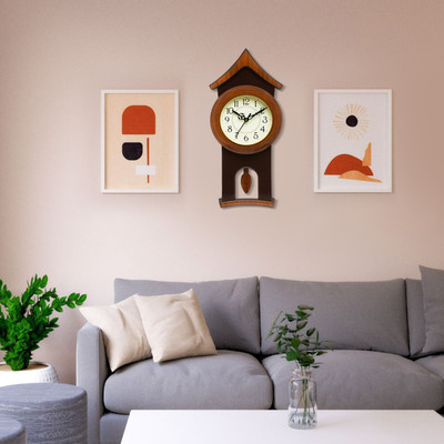 HorseHead Analog 40 cm X 17.5 cm Wall Clock(Brown, With Glass, Musical)