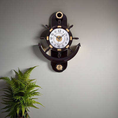 GOT Dreams Analog 38 cm X 26 cm Wall Clock(Brown, With Glass, Pendulum)