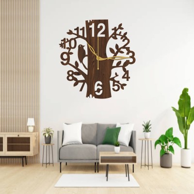 leax Analog 30 cm X 30 cm Wall Clock(Brown, Without Glass, Standard)