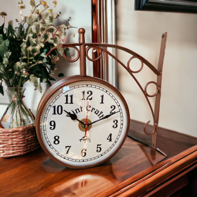 VintCraft Analog 20 cm X 20.8 cm Wall Clock(Multicolor, With Glass, Double-Sided)