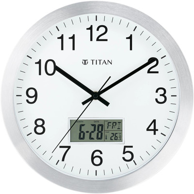 Titan Analog 30 cm X 30 cm Wall Clock(Silver, With Glass, Standard)