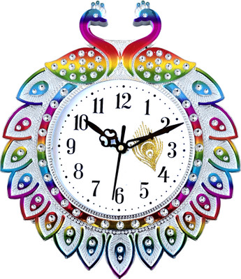 velora creation Analog 25 cm X 23 cm Wall Clock(Multicolor, With Glass, Standard)