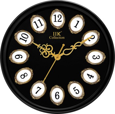 IIK Collection Analog 28 cm X 28 cm Wall Clock(Gold, With Glass, Standard)