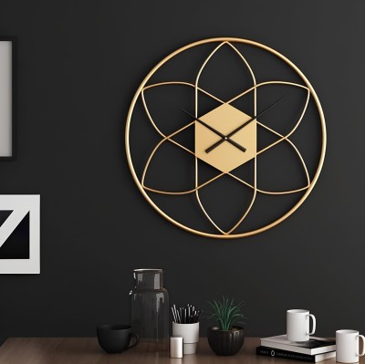 Zintex Analog 44 cm X 44 cm Wall Clock(Gold, Without Glass, Standard)