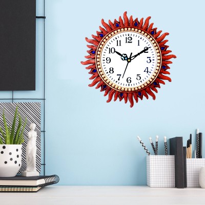 IRU Creation Analog 31 cm X 24 cm Wall Clock(Red, With Glass, Standard)