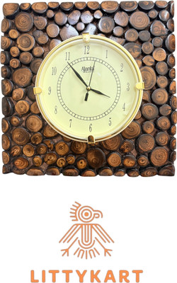 Littykart Analog 30 cm X 30 cm Wall Clock(Brown, With Glass, Standard)