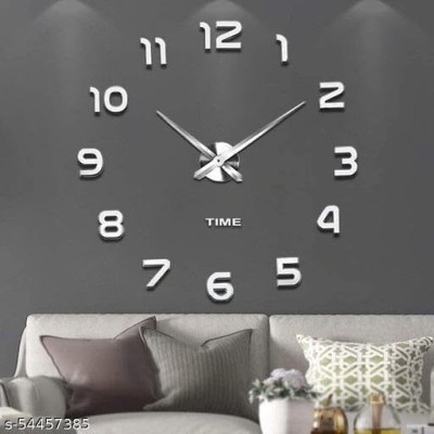 Babawill Analog 60 cm X 60 cm Wall Clock(Silver, Without Glass, Standard)