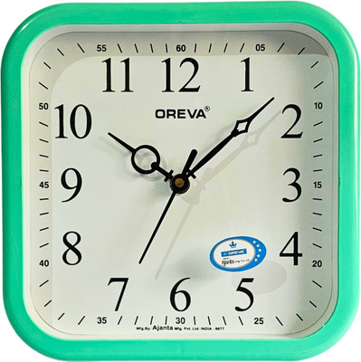 OREVA Analog 21.3 cm X 21.6 cm Wall Clock(Light Green, With Glass, Standard)