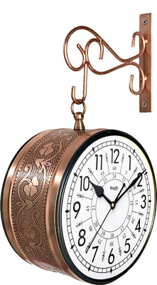Royals Cart Analog 16 cm X 16 cm Wall Clock(Brown, With Glass, Double-Sided)