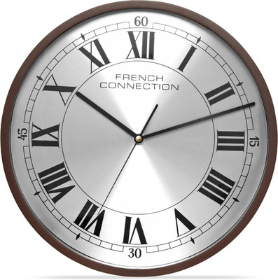 French Connection Analog 30 cm X 30 cm Wall Clock(Silver, With Glass, Standard)