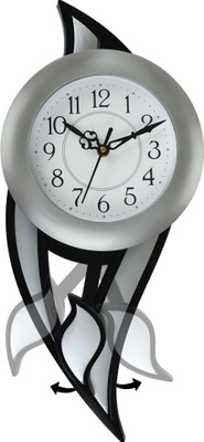 Attractionz Analog 42 cm X 17.5 cm Wall Clock(Silver, With Glass, Pendulum)