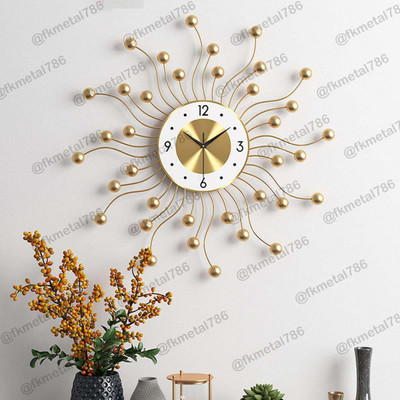F K Metals Analog 48 cm X 48 cm Wall Clock(Gold, Without Glass, Standard)