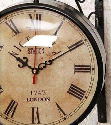 Option Gallery Analog 30 cm X 32 cm Wall Clock(Black, With Glass, Double-Sided)