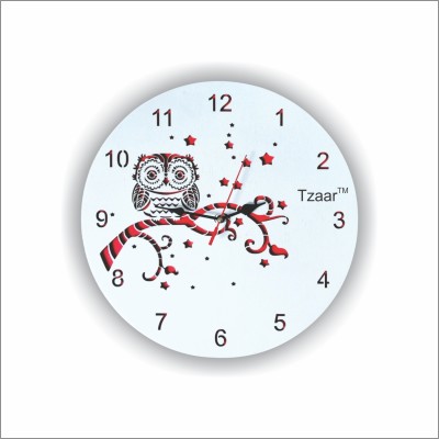 Tzaar Analog 19 cm X 19 cm Wall Clock(White, Red, Without Glass, Standard)