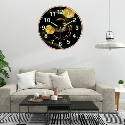 DEEP ENTERPRISE Analog 30 cm X 30 cm Wall Clock(Black, Gold, With Glass, Standard)