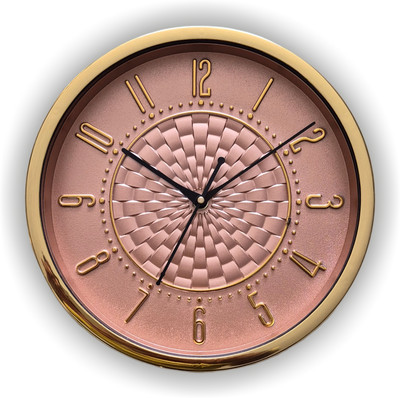 ART OCEAN Analog 25 cm X 25 cm Wall Clock(Peach, Gold, With Glass, Standard)