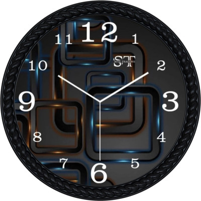 Analog Wall Clock(Black, Multicolor, With Glass)