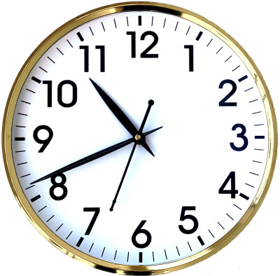 BhanuCrafts Analog 26 cm X 26 cm Wall Clock(Gold, With Glass, Standard)